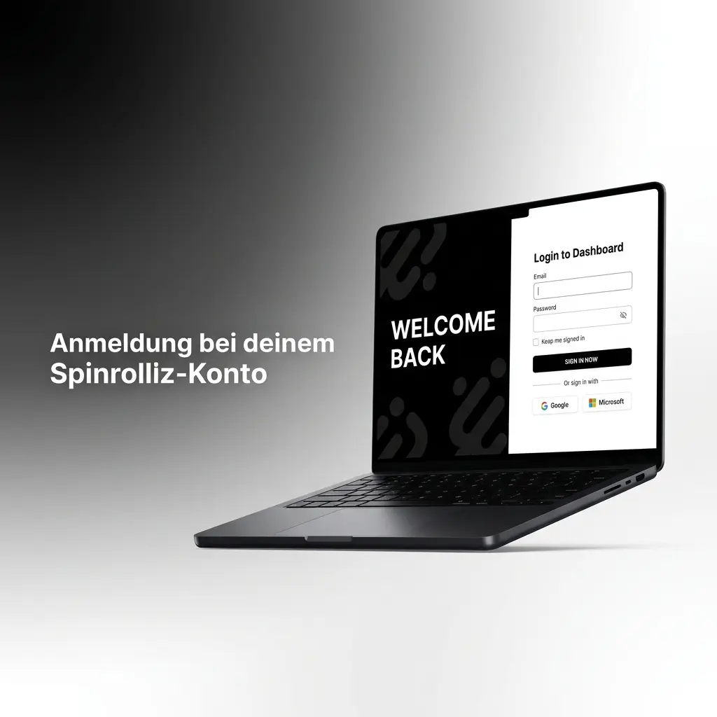 Spinrollz Login-Seite mit E-Mail und Passwort-Eingabe für Desktop und mobile PWA