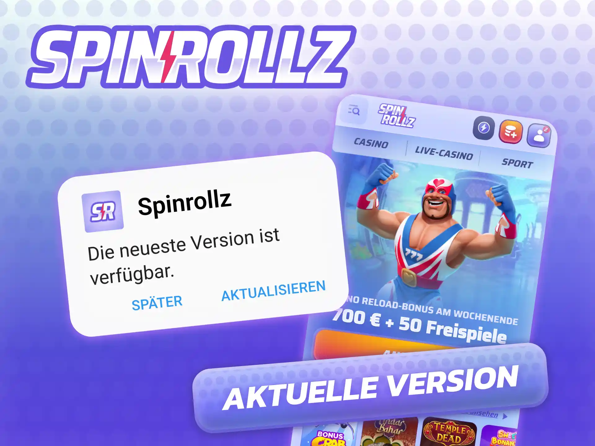 Spinrollz App – automatische Updates im Browser ohne manuelle Installation.