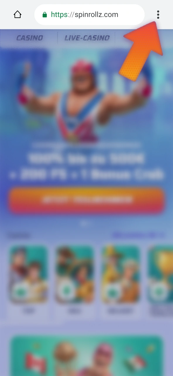 Öffnen Sie das Browser-Menü auf Ihrem Android-Gerät für die App-Installation.