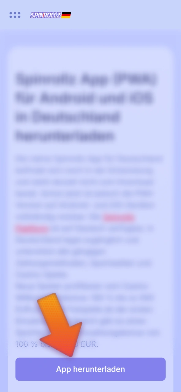 Klicken Sie in Ihrem Safari-Browser auf die Schaltfläche auf dieser Seite, um die Spinrollz iOS-App zu installieren.
