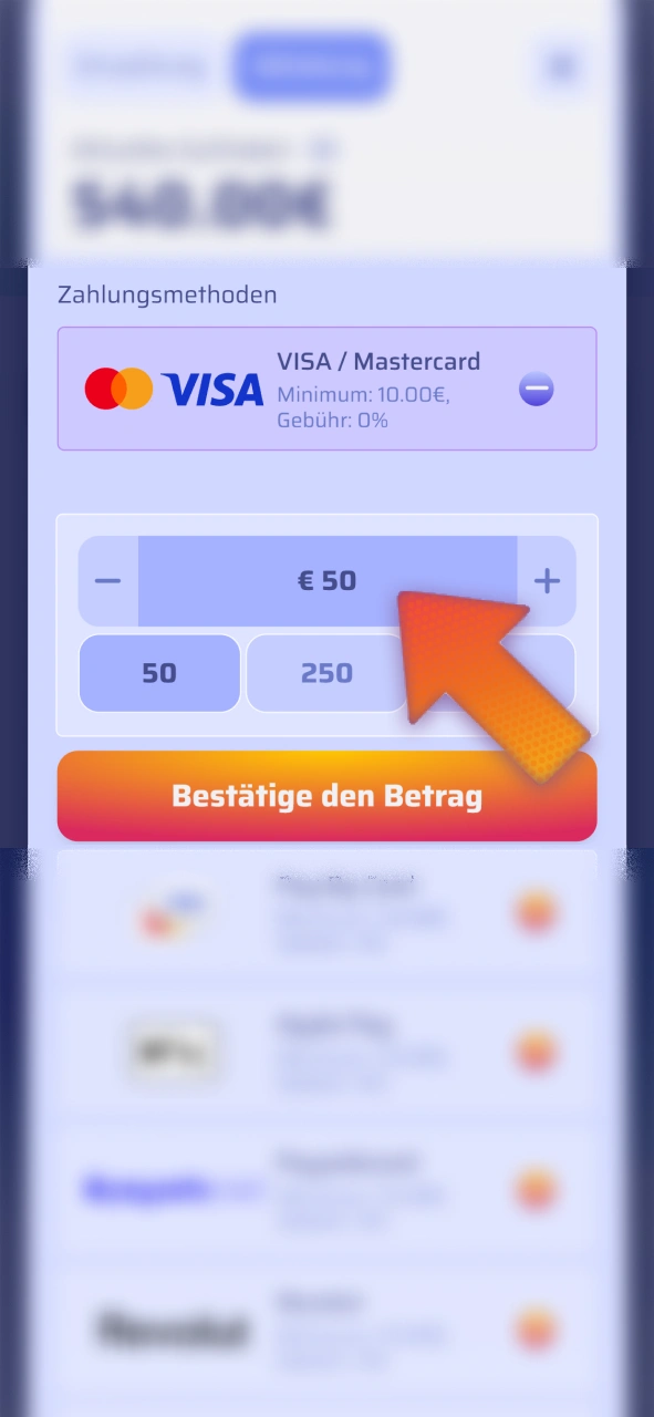 Geben Sie den gewünschten Auszahlungsbetrag im Spinrollz Casino ein.
