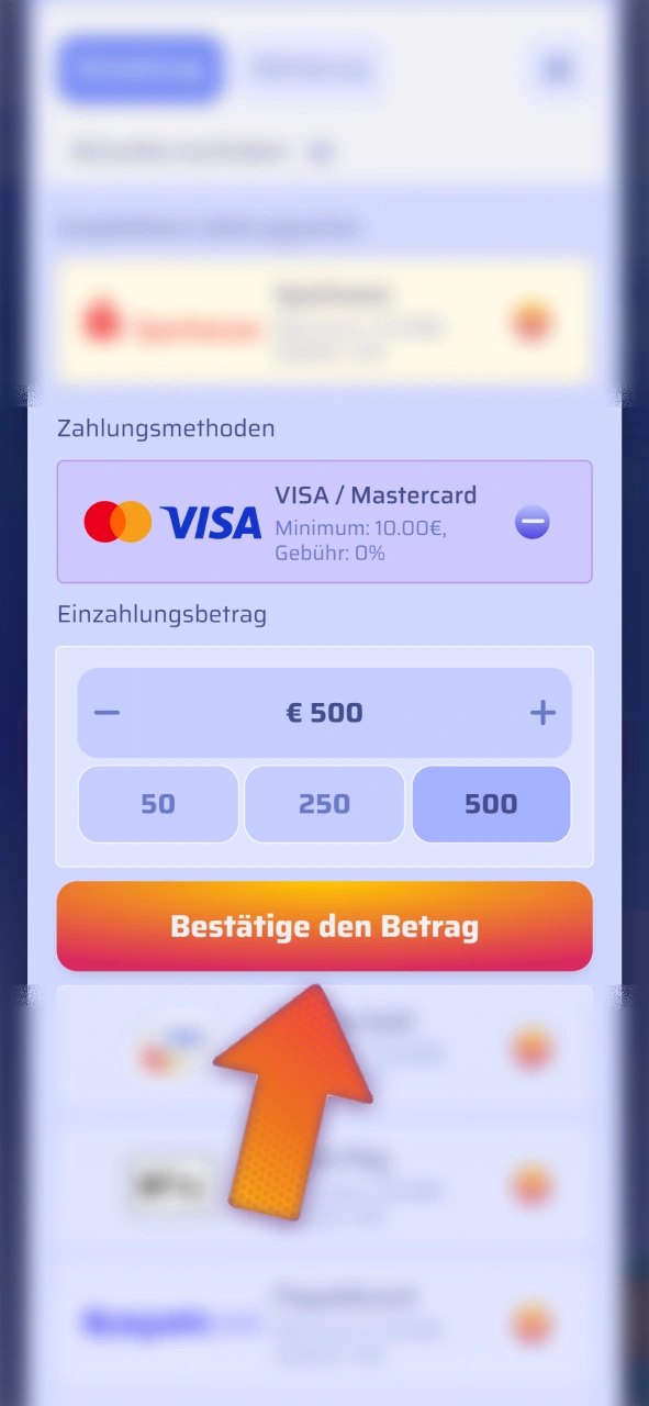 Bestätigen Sie Ihre Einzahlungstransaktion im Spinrollz Casino.