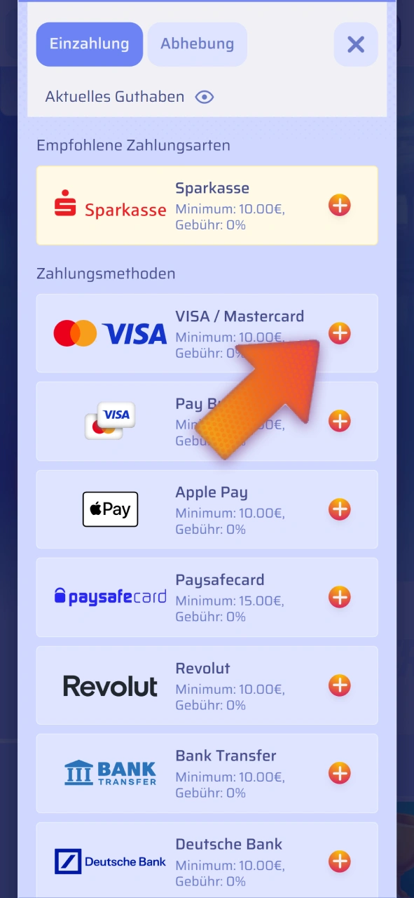 Wählen Sie eine sichere Zahlungsmethode für Ihre Einzahlung bei Spinrollz.
