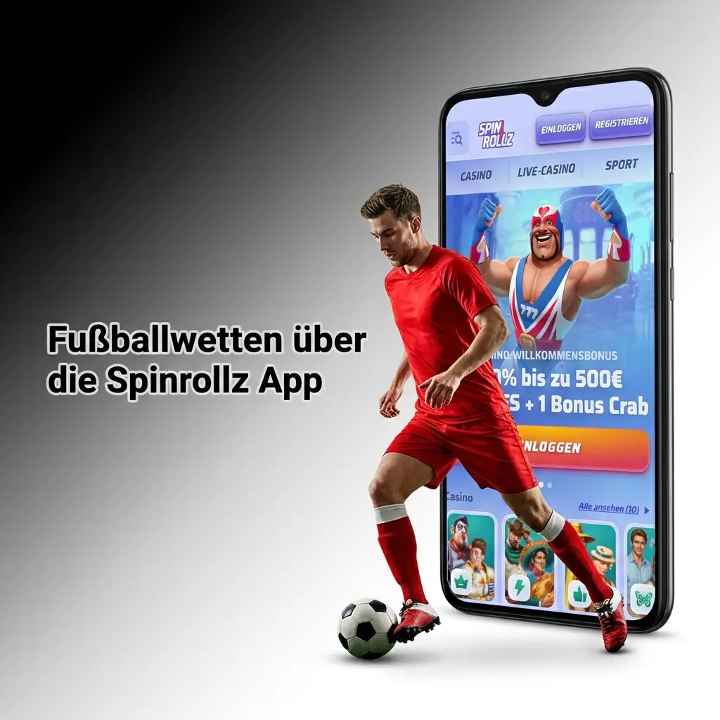 Spinrollz Fußballwetten App auf Smartphone mit Livewetten und Fußballmärkten für Android und iOS