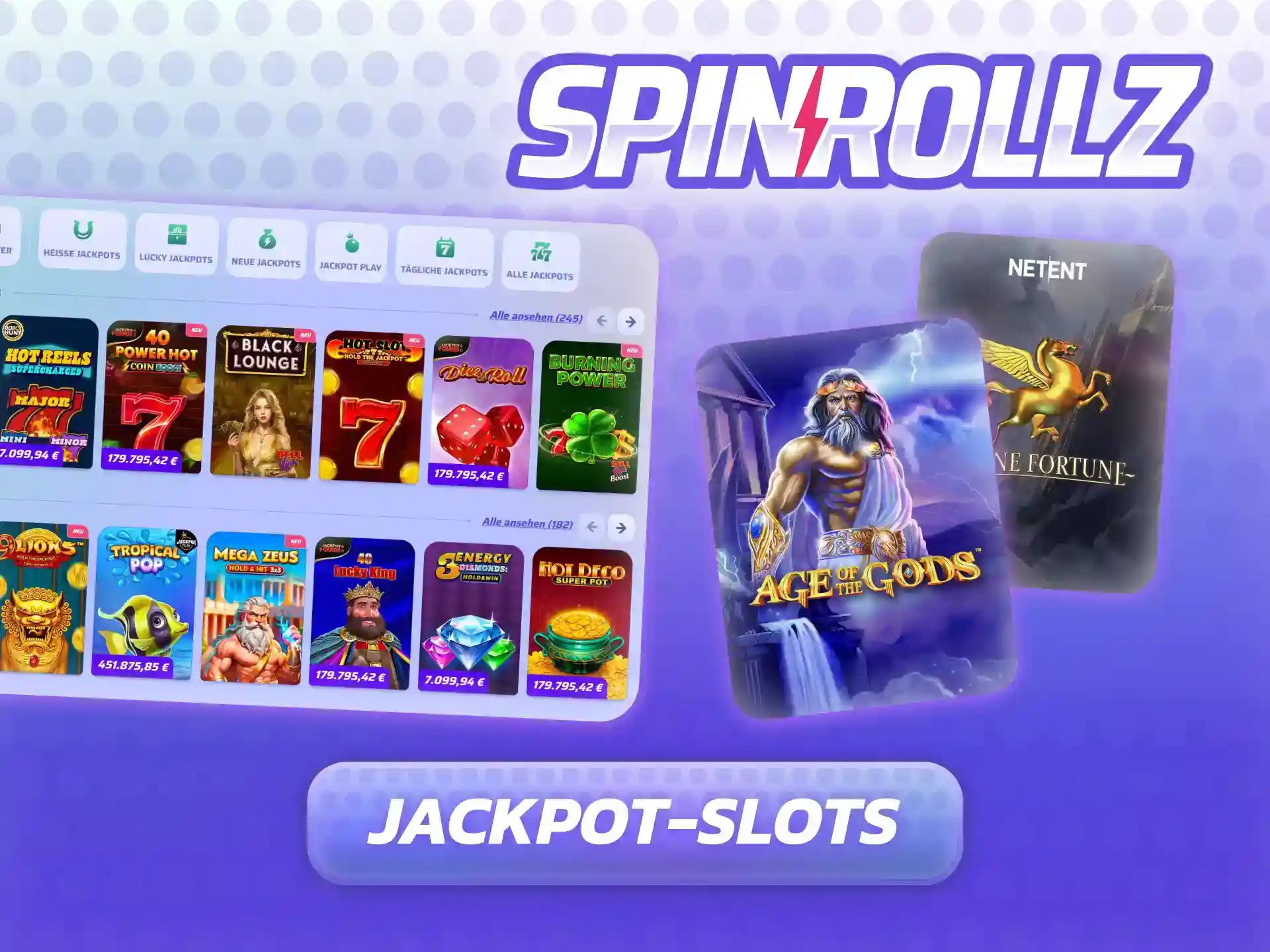 Jackpot-Slots auf Spinrollz mit progressiven und Festwert-Jackpots für hohe Gewinne.
