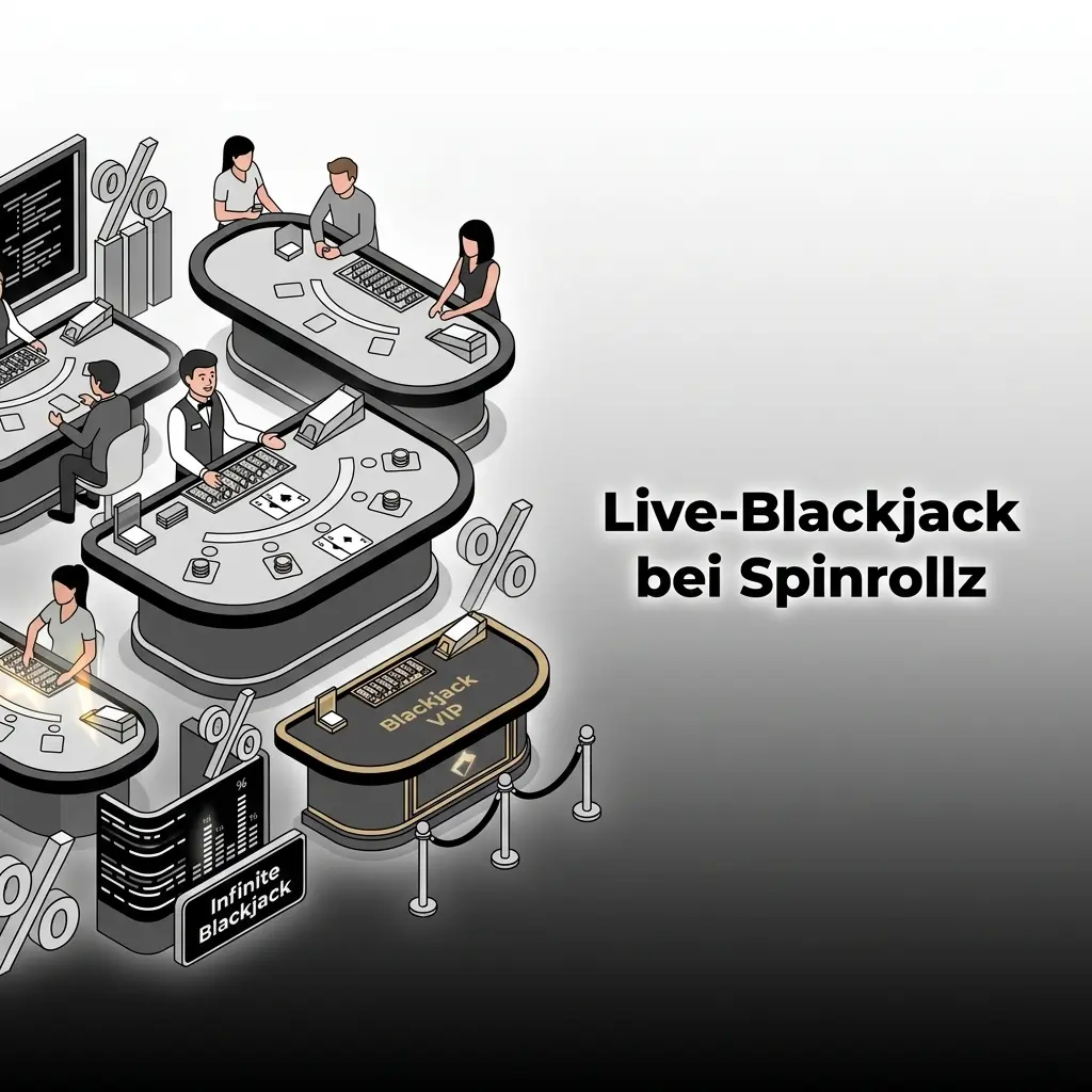 Live-Blackjack Tisch bei Spinrollz mit echtem Dealer und hohem RTP von 99,28 % im Live-Casino