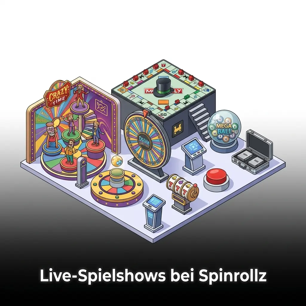 Live-Spielshows bei Spinrollz: Crazy Time, Monopoly Live und mehr – interaktive Glücksspiele mit Bonusrunden