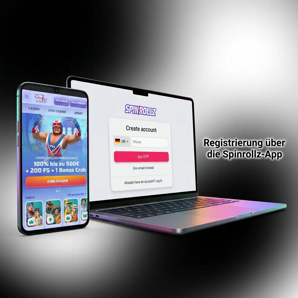 Spinrollz-App Registrierung auf dem Smartphone – Schritt-für-Schritt Kontoeröffnung per Touchscreen