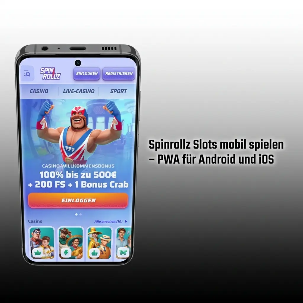 Spinrollz PWA auf Smartphone – Slots mobil spielen für Android und iOS ohne App Store