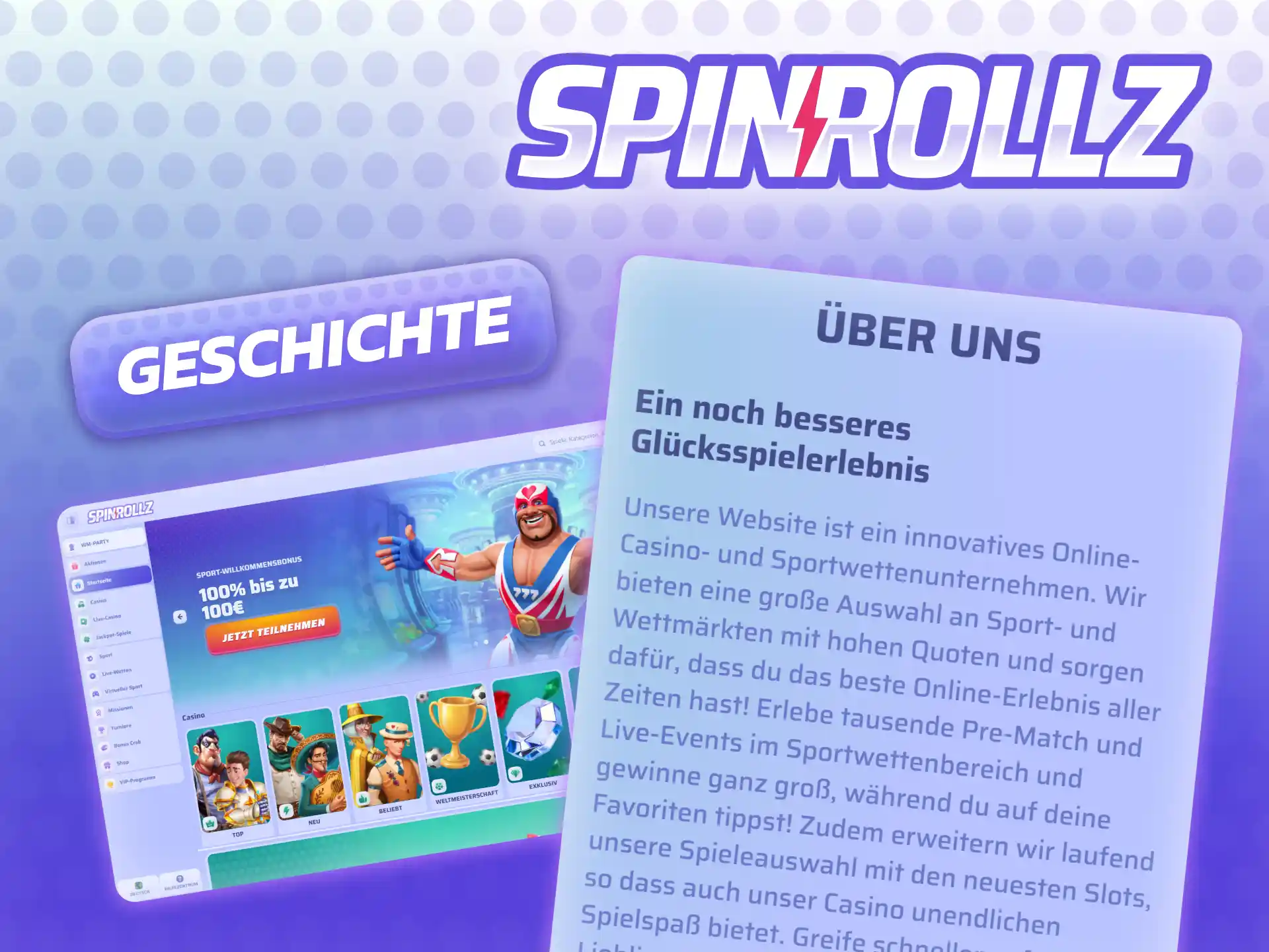 Spinrollz Online-Glücksspielplattform von Mountberg B.V. mit Curaçao-Lizenz für Sportwetten und Casino.